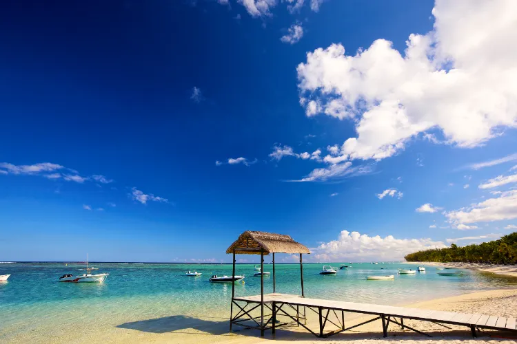 Mauritius beach vacation in autumn vacation warm October