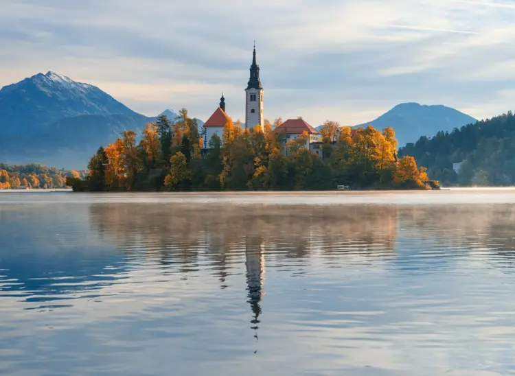 Visiting Lake Bled in Slovenia by car during the autumn holidays